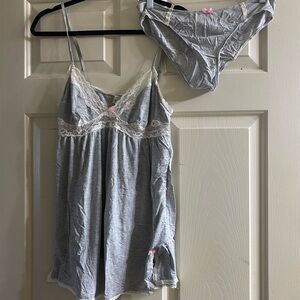 Victoria's Secret Gray Chemise with Lace Trim